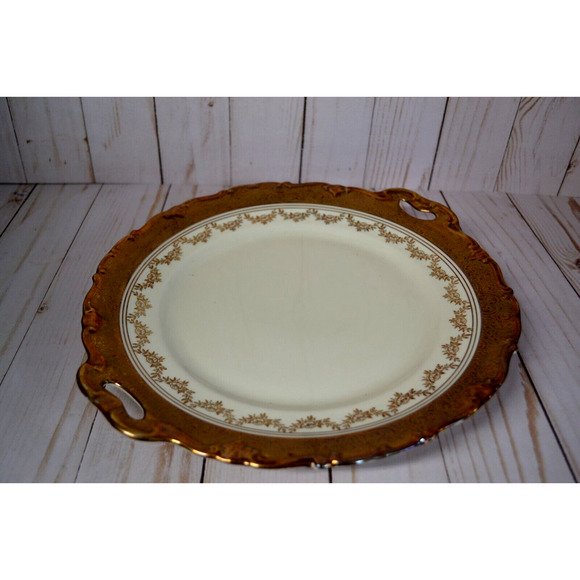 ALKA "Marion" Bavarian GORGEOUS Gold Flower Serving Plate Germany Antique 10.75 - Picture 1 of 3